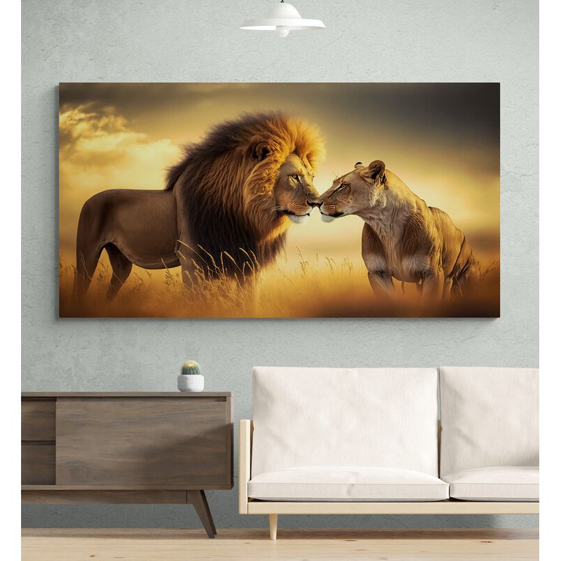 TAYRONA STORE - Cuadro En Lienzo Para La Sala Leon Colores 177 75x40cm