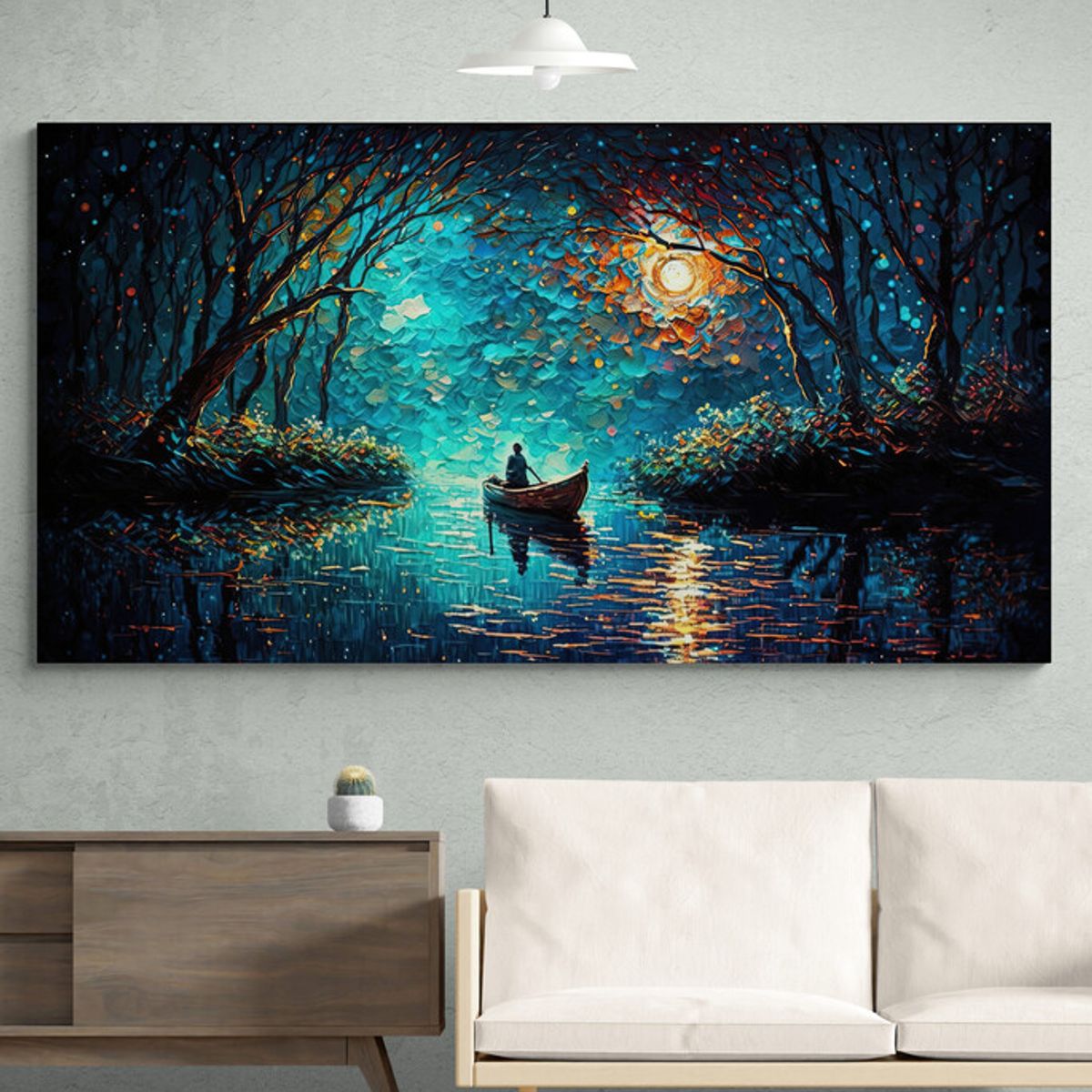 TAYRONA STORE - Cuadro En Lienzo Para La Sala Noche Estrellada 052 110x60cm