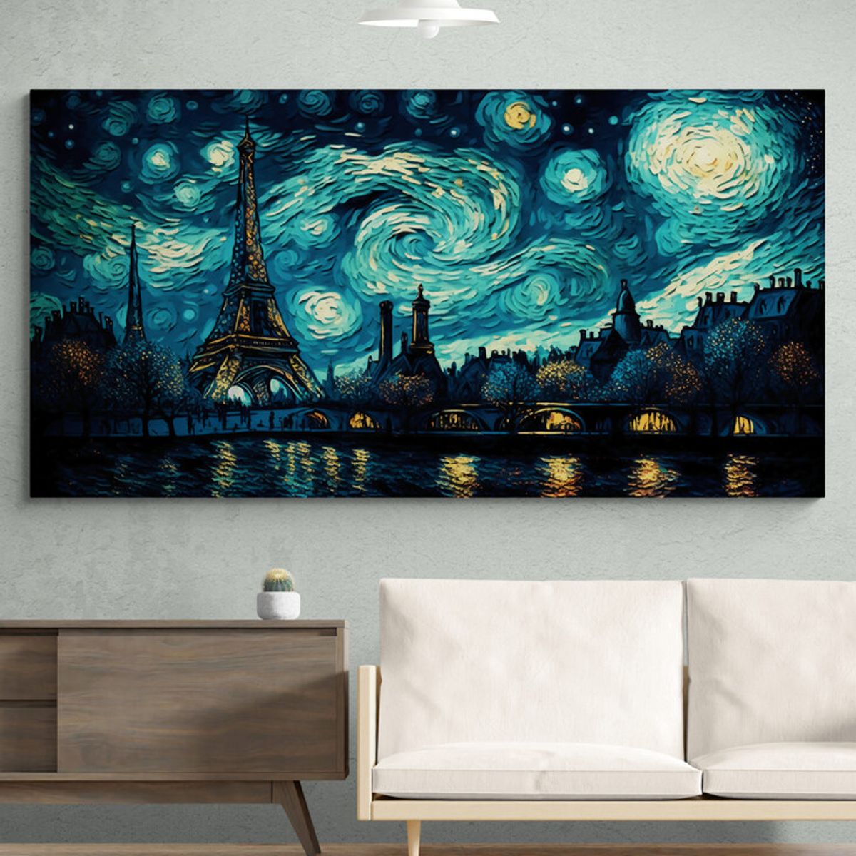 TAYRONA STORE - Cuadro Lienzo Para La Sala Paris Noche Estrellada 036 110x60cm