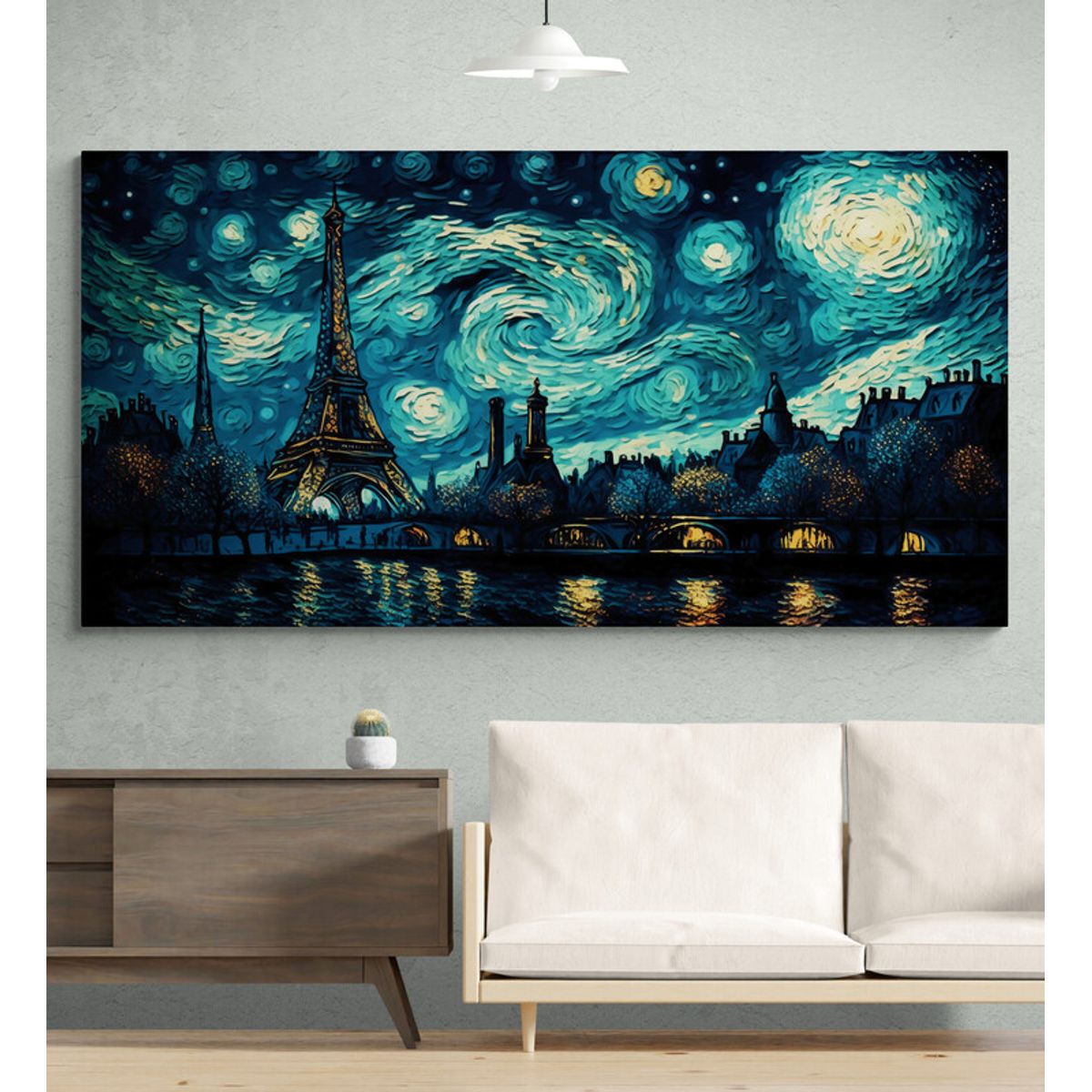 TAYRONA STORE - Cuadro Lienzo Para La Sala Paris Noche Estrellada 036 110x60cm