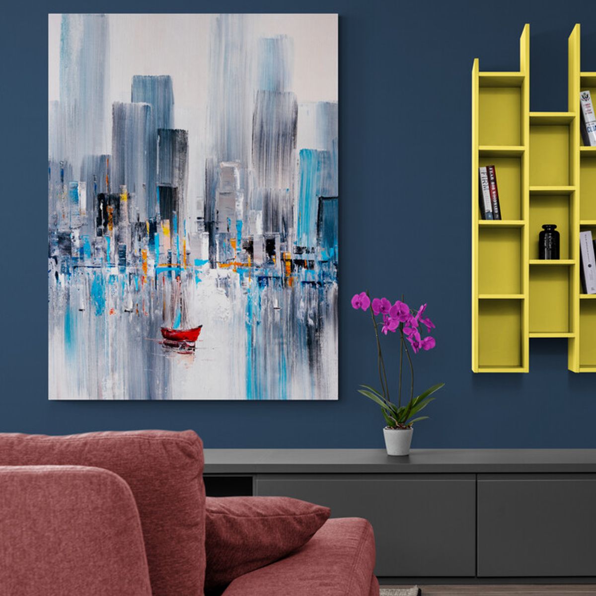 TAYRONA STORE - Cuadro En Lienzo Para La Sala Pintura Ciudad 108 60x80cm