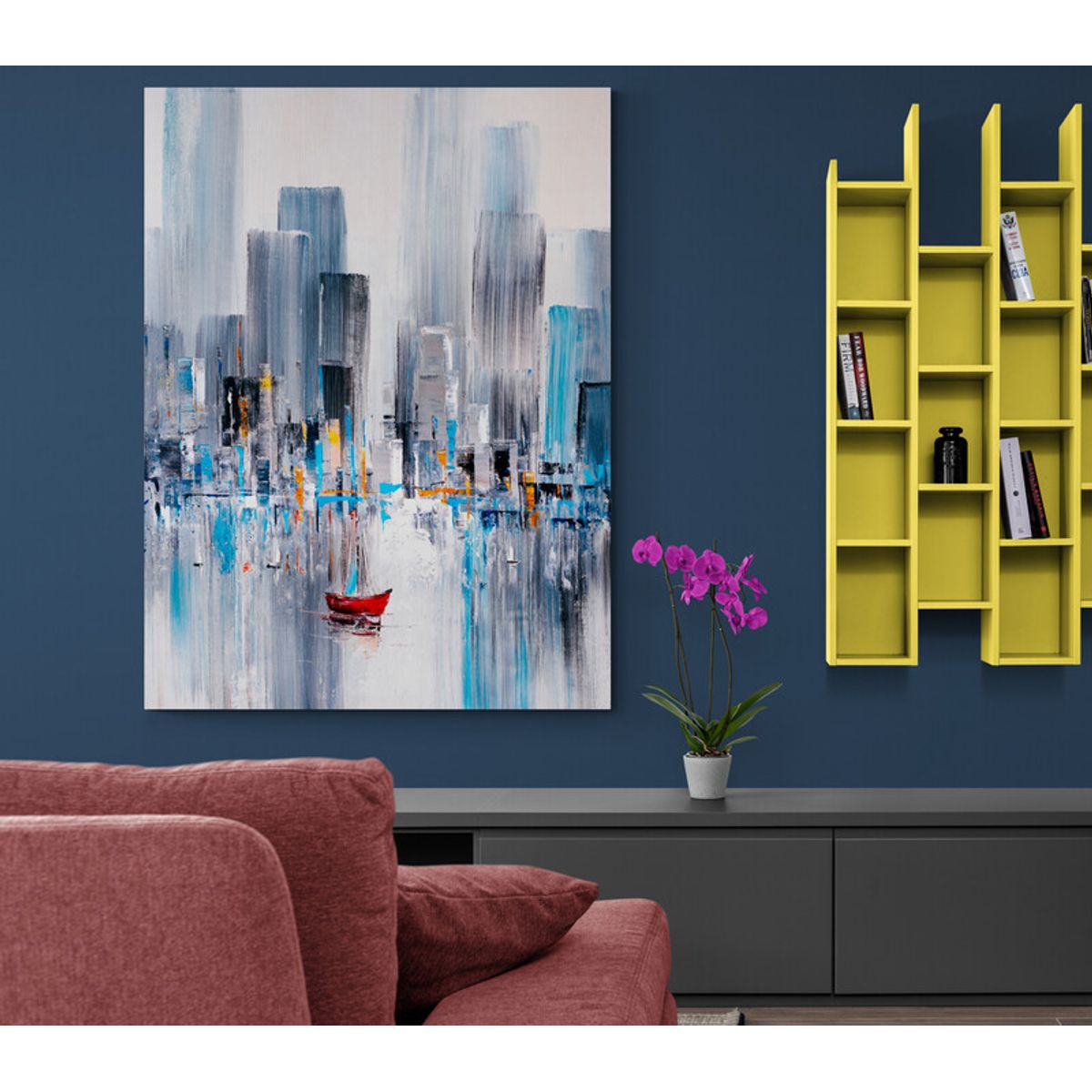 TAYRONA STORE - Cuadro En Lienzo Para La Sala Pintura Ciudad 108 60x80cm