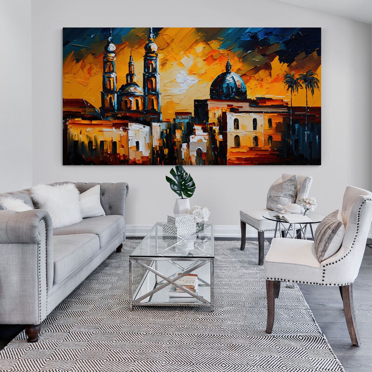 TAYRONA STORE - Cuadro En Lienzo Para La Sala Pintura Ciudad 226 150x80cm