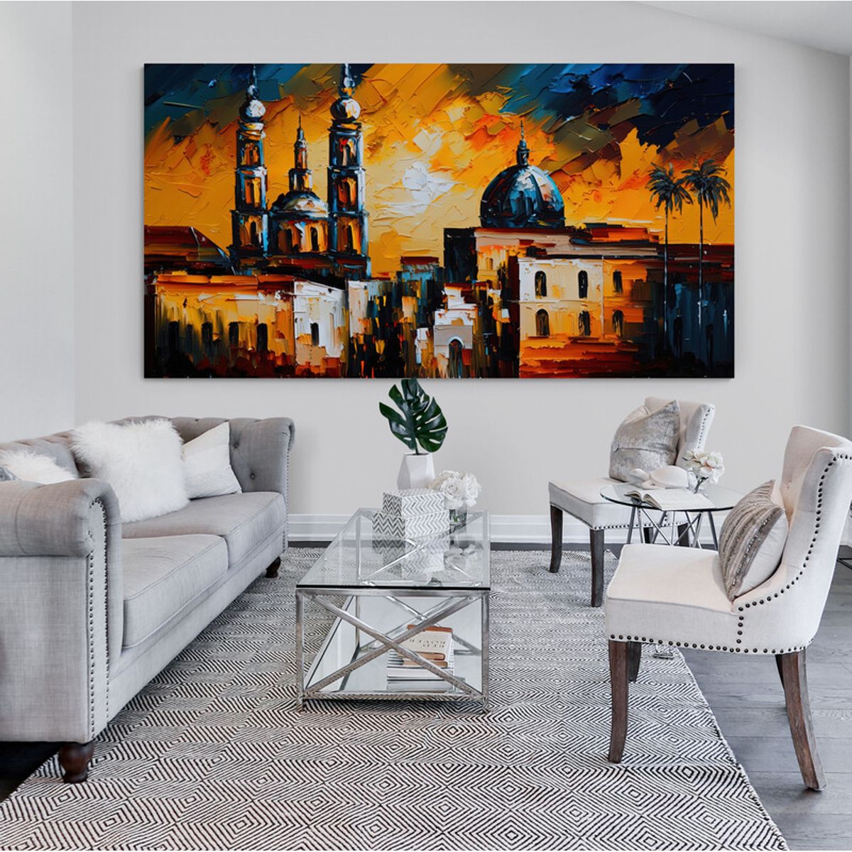 TAYRONA STORE - Cuadro En Lienzo Para La Sala Pintura Ciudad 226 150x80cm