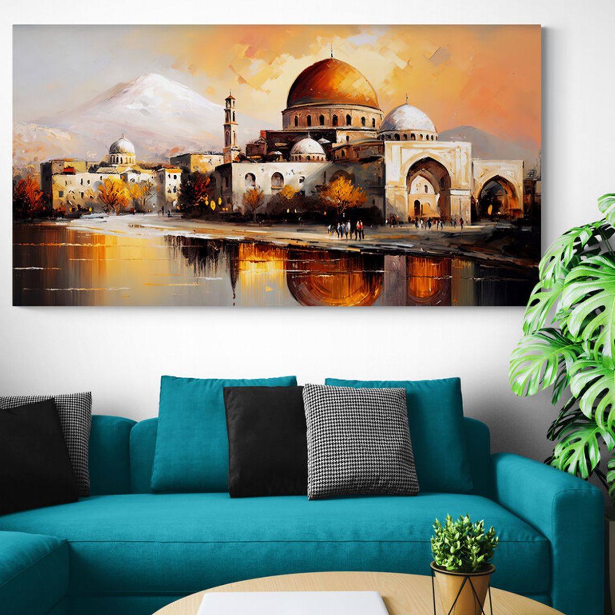 TAYRONA STORE - Cuadro En Lienzo Para La Sala Pintura Ciudad 230 75x40cm