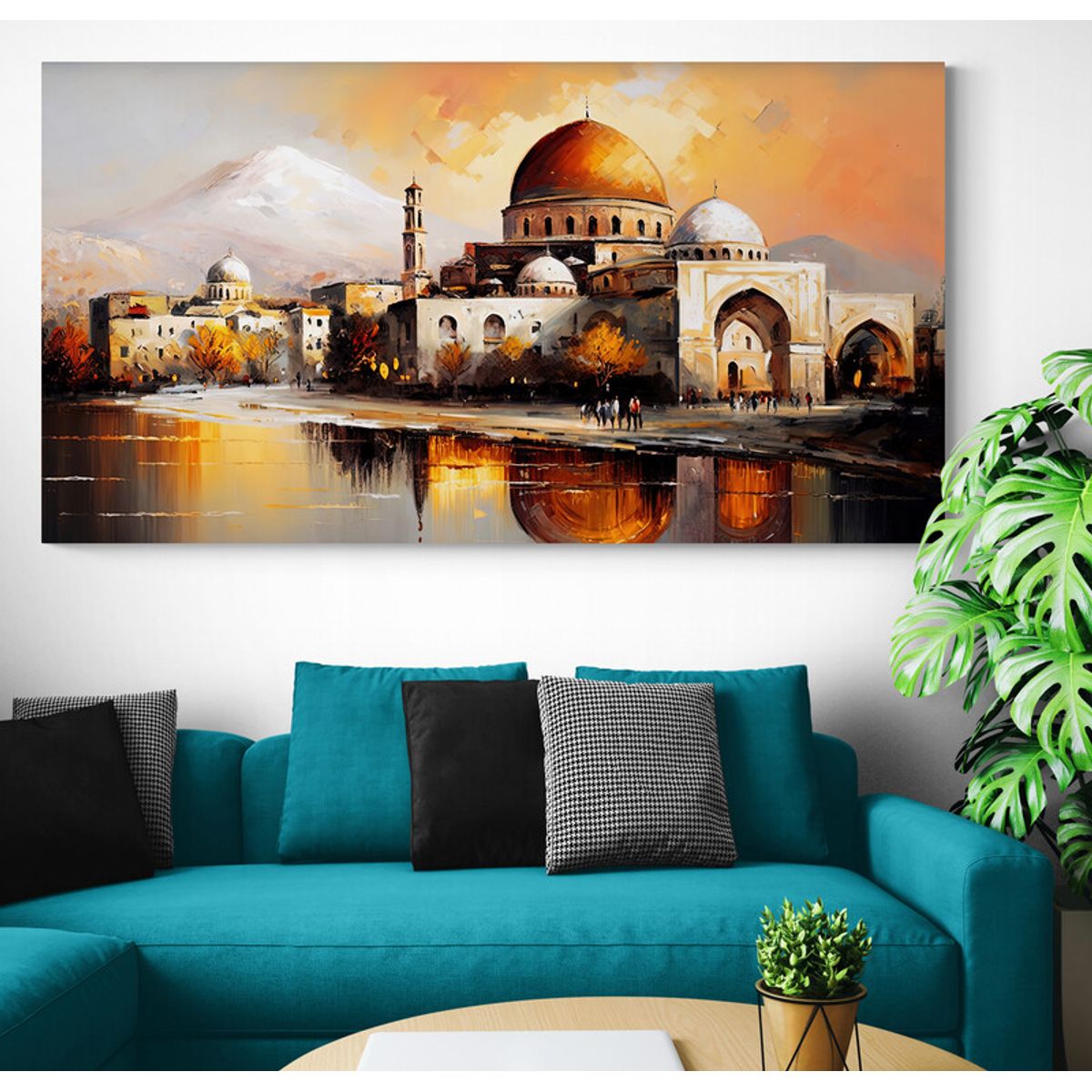 TAYRONA STORE - Cuadro En Lienzo Para La Sala Pintura Ciudad 230 75x40cm