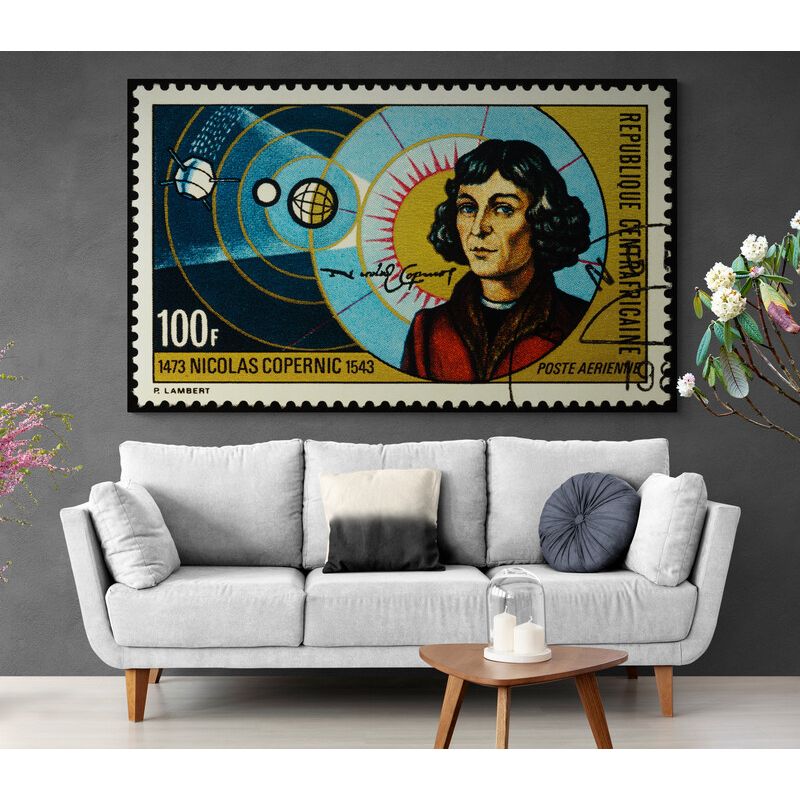 TAYRONA STORE - Cuadro En Lienzo Para Sala Nicolas Copernico Estampilla 077 150x80cm