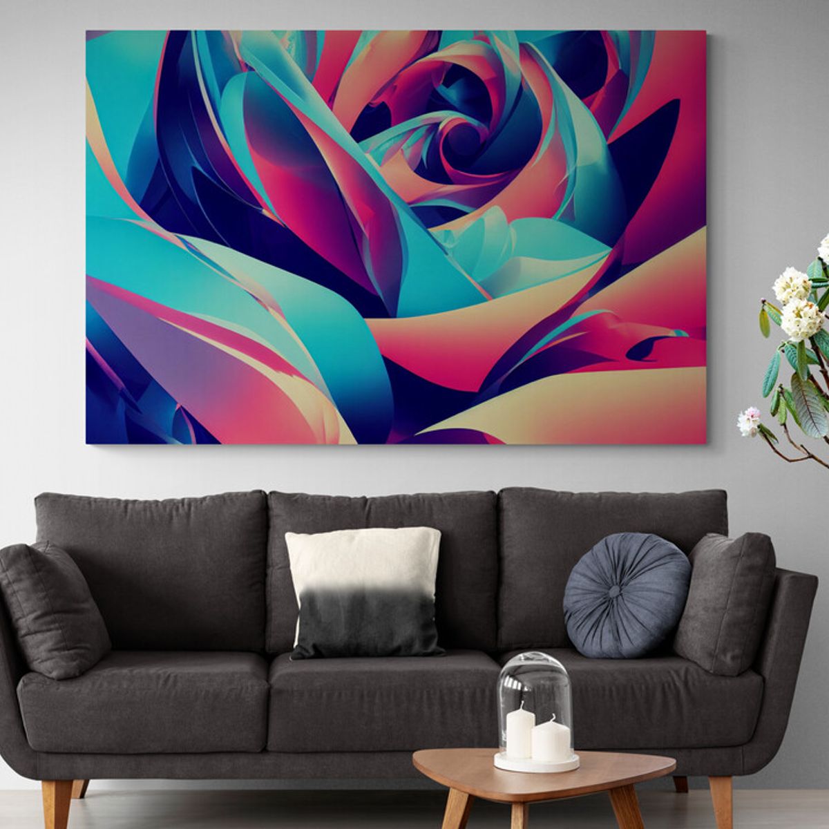 TAYRONA STORE - Cuadro Lienzo Para La Sala Abstracto Colores 242 150x100cm