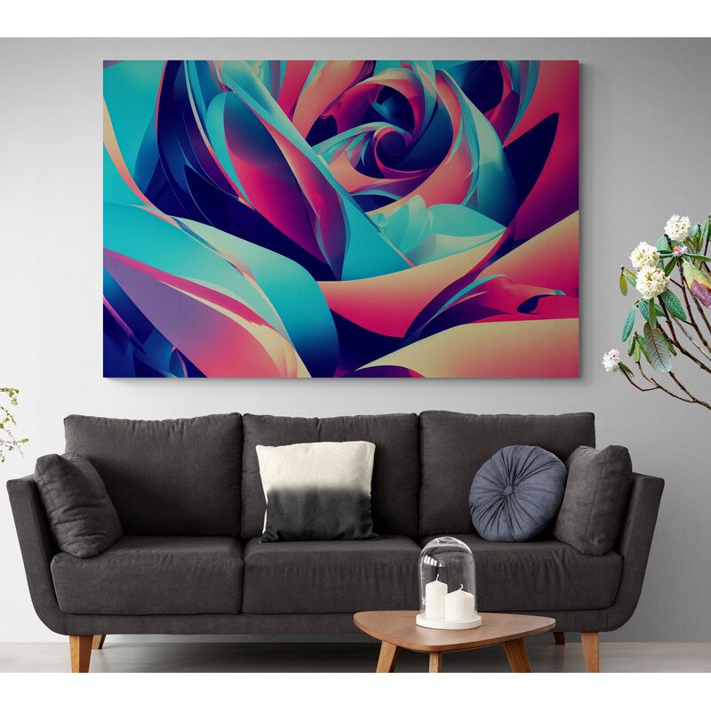 TAYRONA STORE - Cuadro En Lienzo Para La Sala Abstracto Colores 242 70x50cm