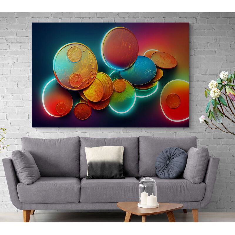 TAYRONA STORE - Cuadro Lienzo Para La Sala Abstracto Colores 300 150x100cm