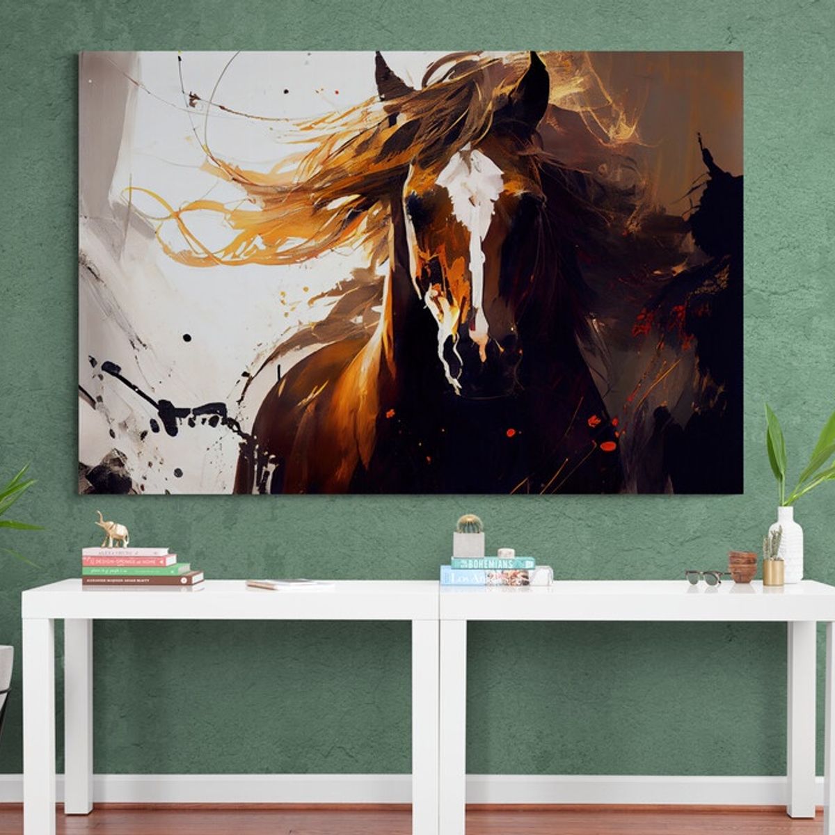 TAYRONA STORE - Cuadro En Lienzo Para La Sala Caballos 200 120x80cm