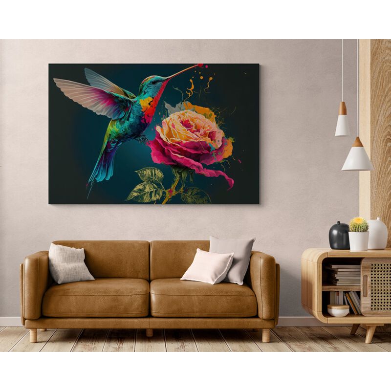 TAYRONA STORE - Cuadro En Lienzo Para La Sala Colibri 128 70x50cm
