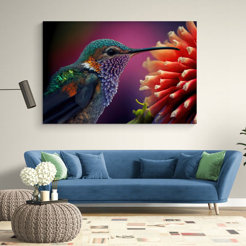 TAYRONA STORE - Cuadro En Lienzo Para La Sala Colibri 130 100x70cm