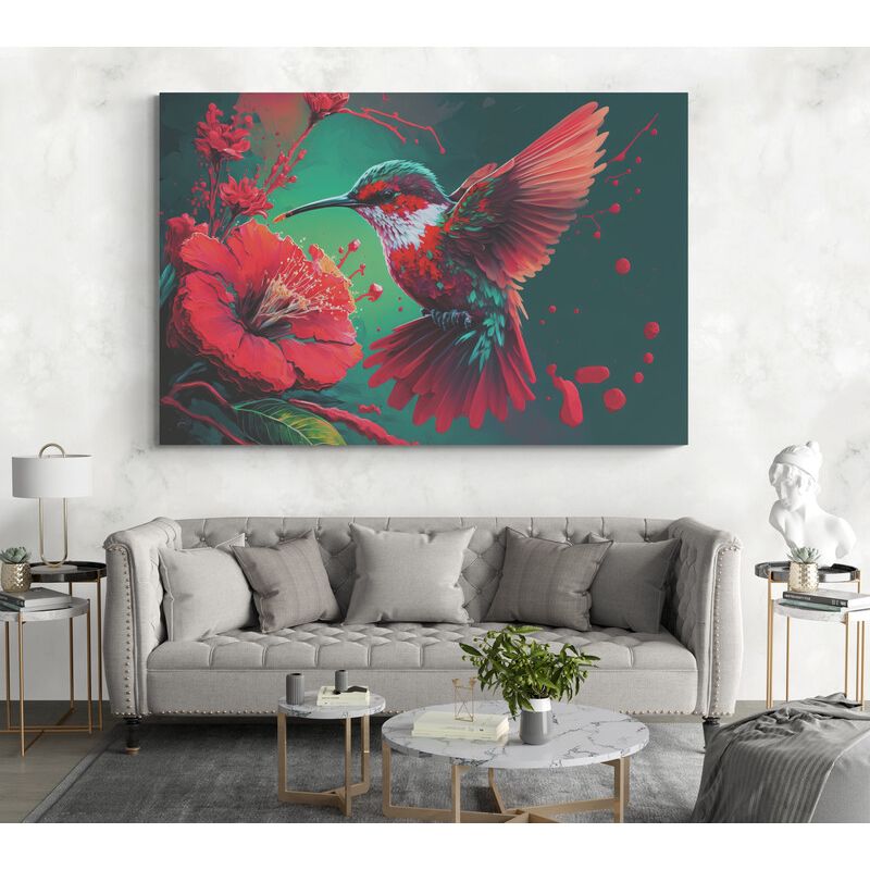 TAYRONA STORE - Cuadro En Lienzo Para La Sala Colibri 131 100x70cm