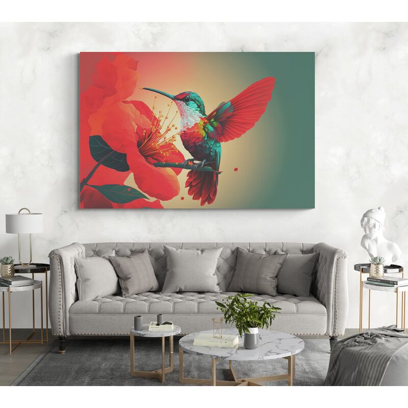 TAYRONA STORE - Cuadro En Lienzo Para La Sala Colibri 133 100x70cm