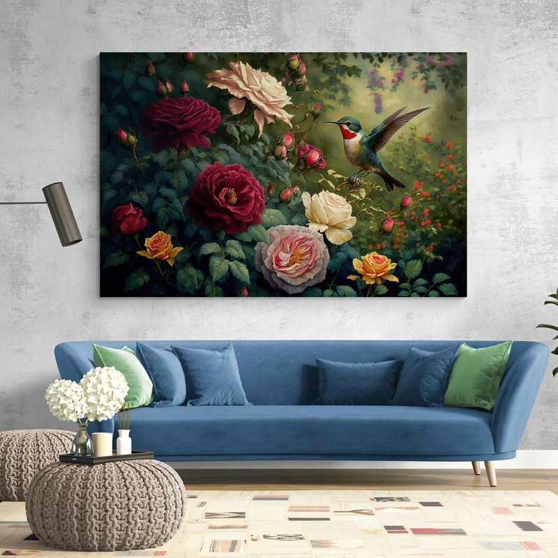 TAYRONA STORE - Cuadro En Lienzo Para La Sala Colibri 139 100x70cm