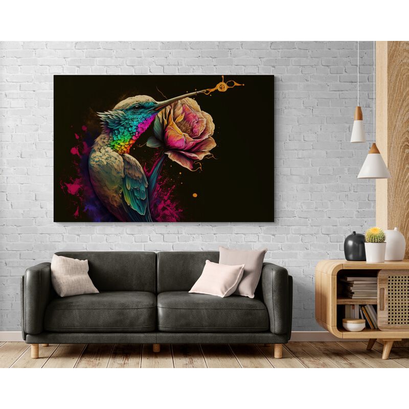 TAYRONA STORE - Cuadro En Lienzo Para La Sala Colibri 148 100x70cm