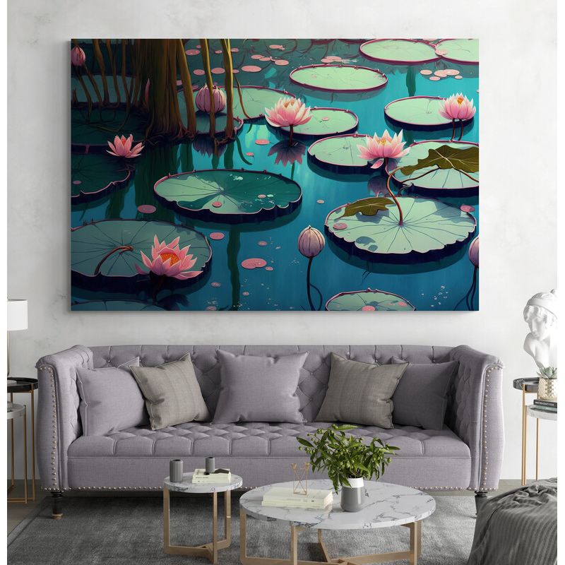 TAYRONA STORE - Cuadro En Lienzo Para La Sala Flor De Loto 057 70x50cm