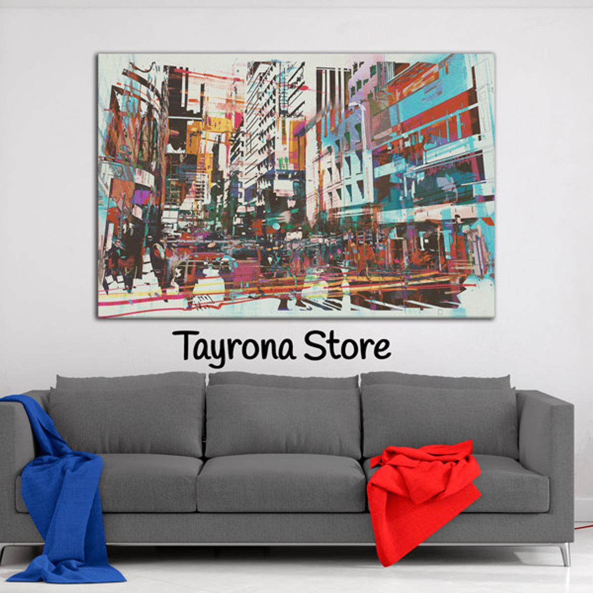 TAYRONA STORE - Cuadro En Lienzo Para La Sala Pintura Ciudad 06 150x100cm