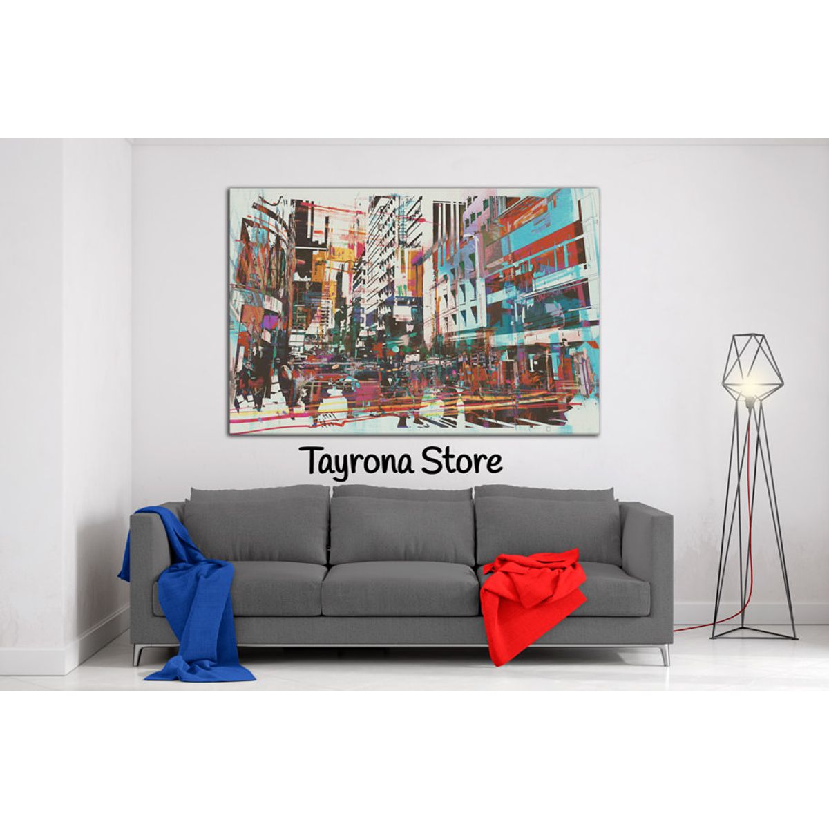 TAYRONA STORE - Cuadro En Lienzo Para La Sala Pintura Ciudad 06 150x100cm