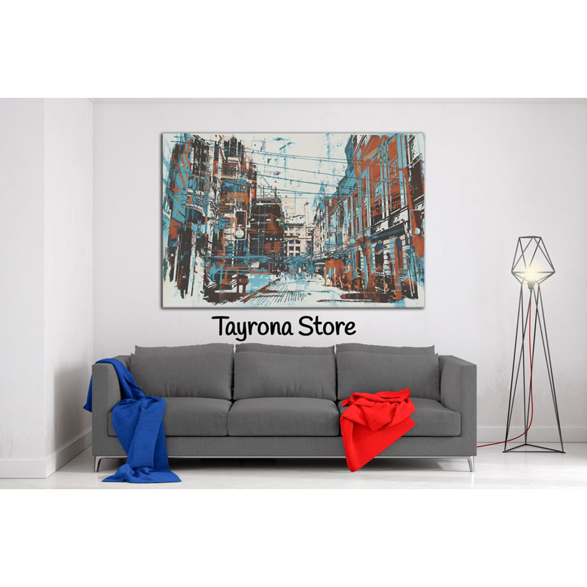 TAYRONA STORE - Cuadro En Lienzo Para La Sala Pintura Ciudad 29 70x50cm
