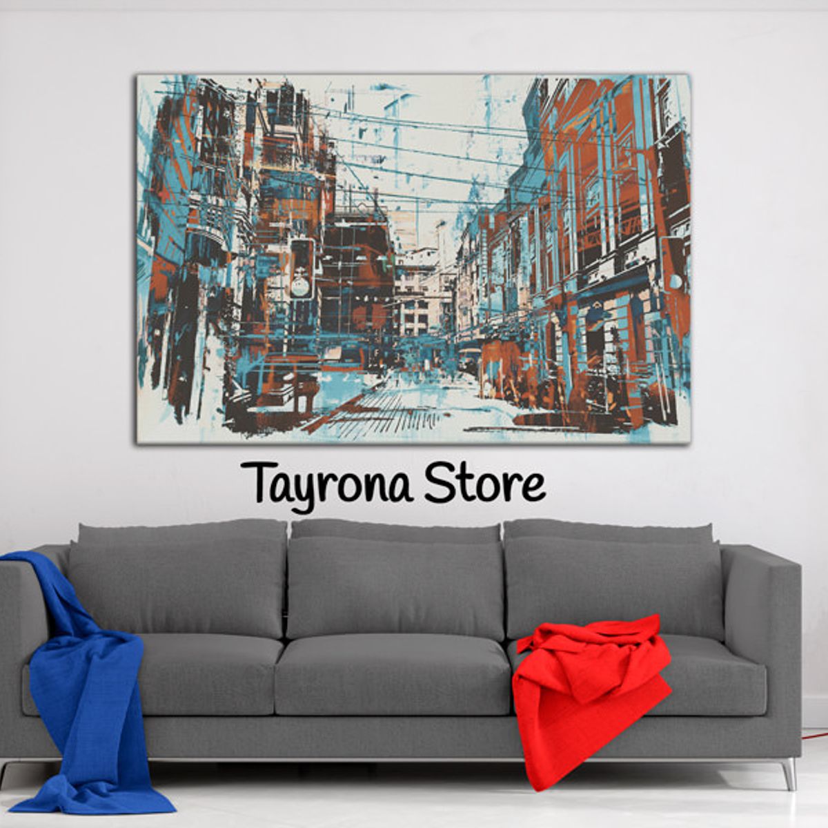 TAYRONA STORE - Cuadro En Lienzo Para La Sala Pintura Ciudad 29 100x70cm