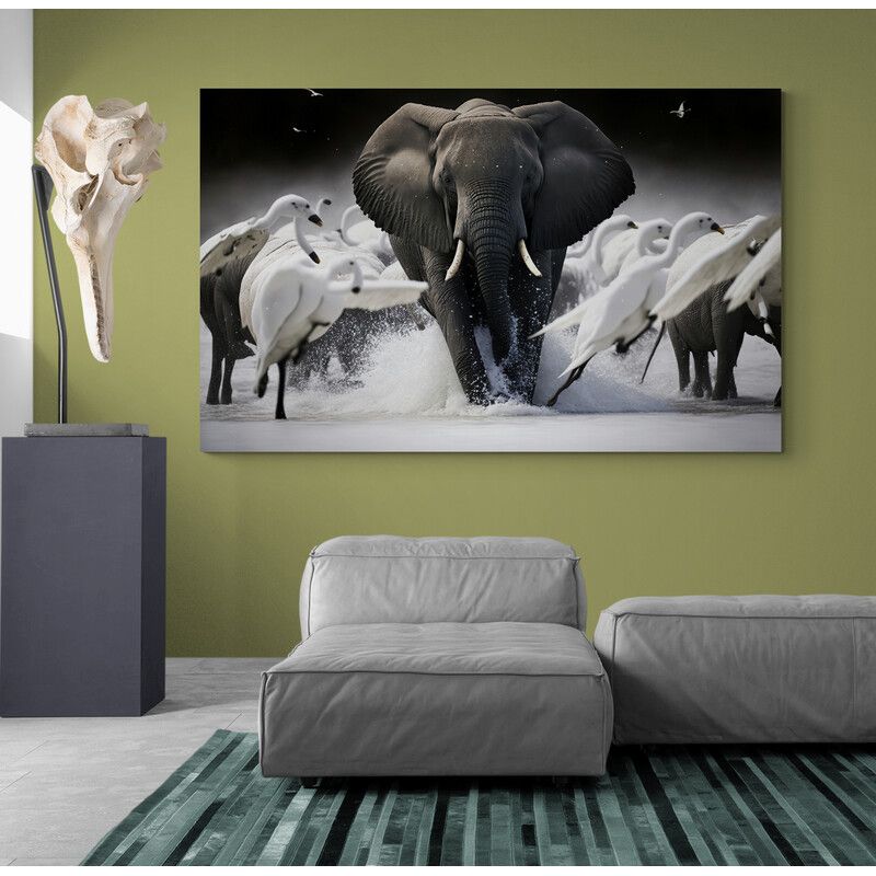 TAYRONA STORE - Cuadro En Lienzo Para La Sala Elefantes 238 90x55cm