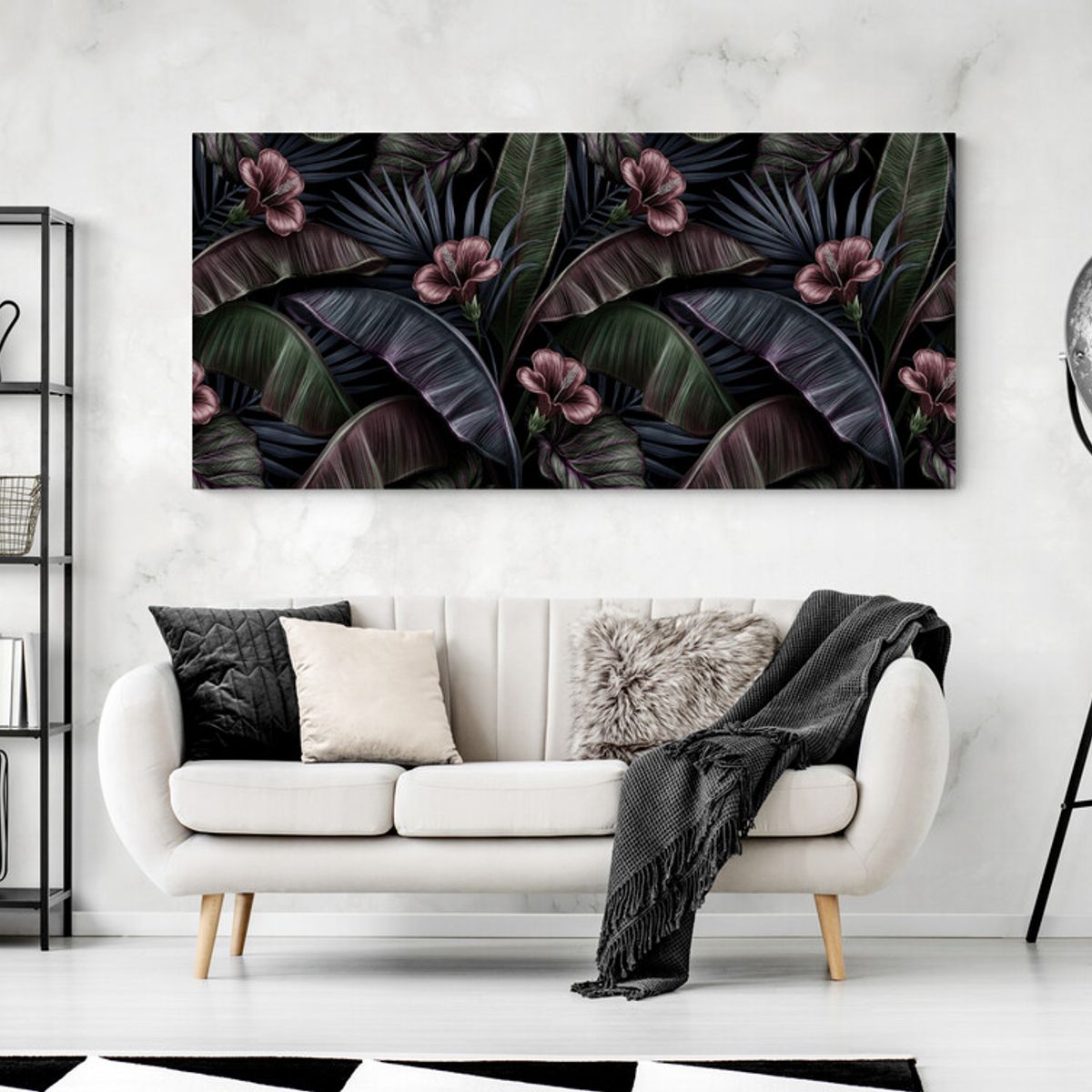 TAYRONA STORE - Cuadro En Lienzo Para La Sala Hojas 053 90x40cm