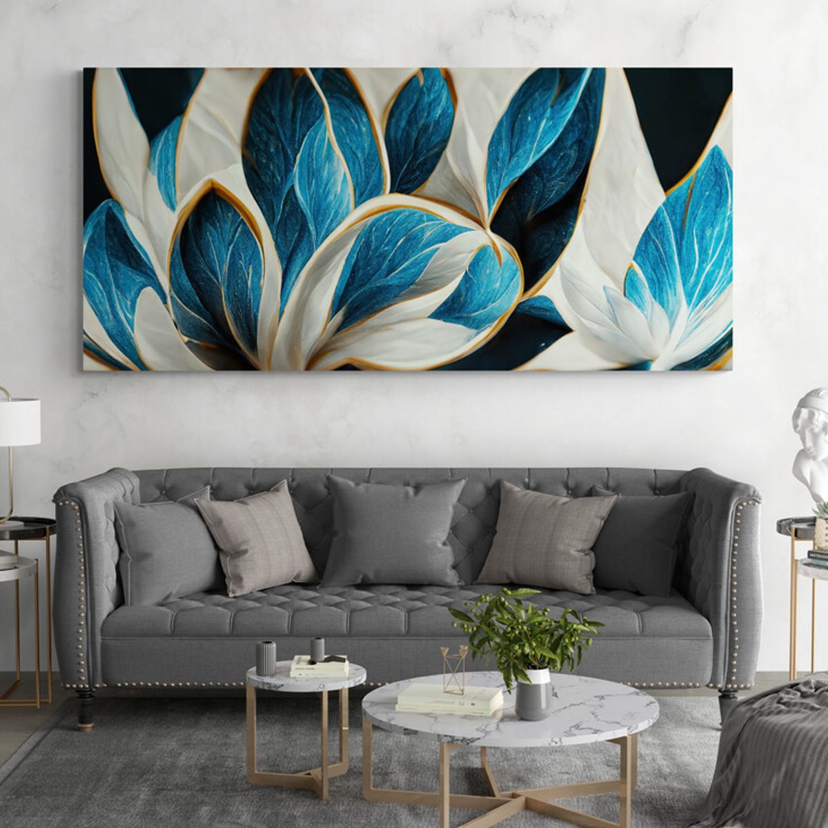 TAYRONA STORE - Cuadro En Lienzo Para La Sala Abstracto Colores 345 110x50cm