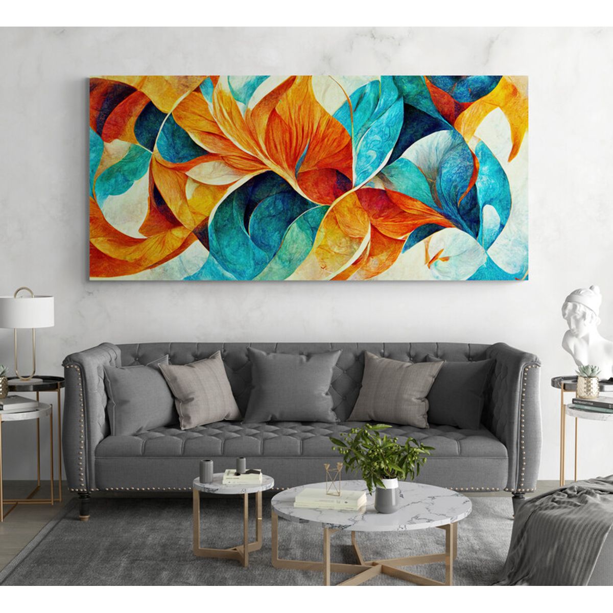 TAYRONA STORE - Cuadro En Lienzo Para La Sala Abstracto Colores 346 110x50cm