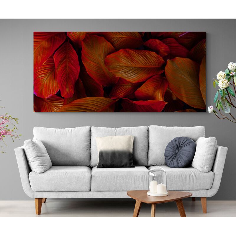 TAYRONA STORE - Cuadro En Lienzo Para La Sala Hojas 102 90x40cm