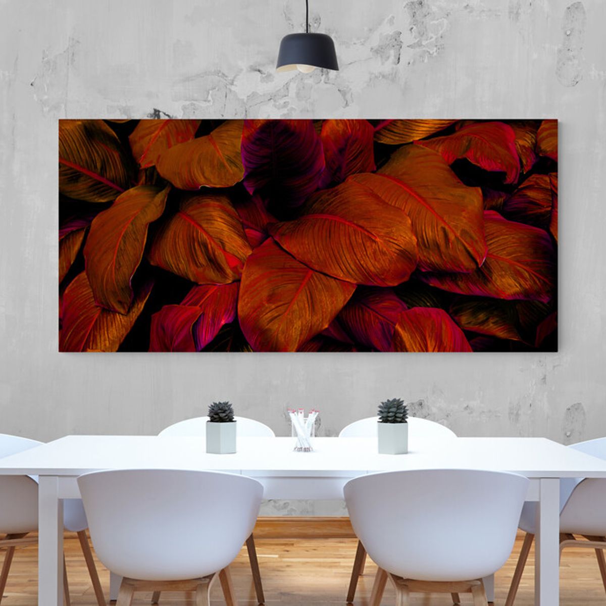 TAYRONA STORE - Cuadro En Lienzo Para La Sala Hojas 202 130x60cm
