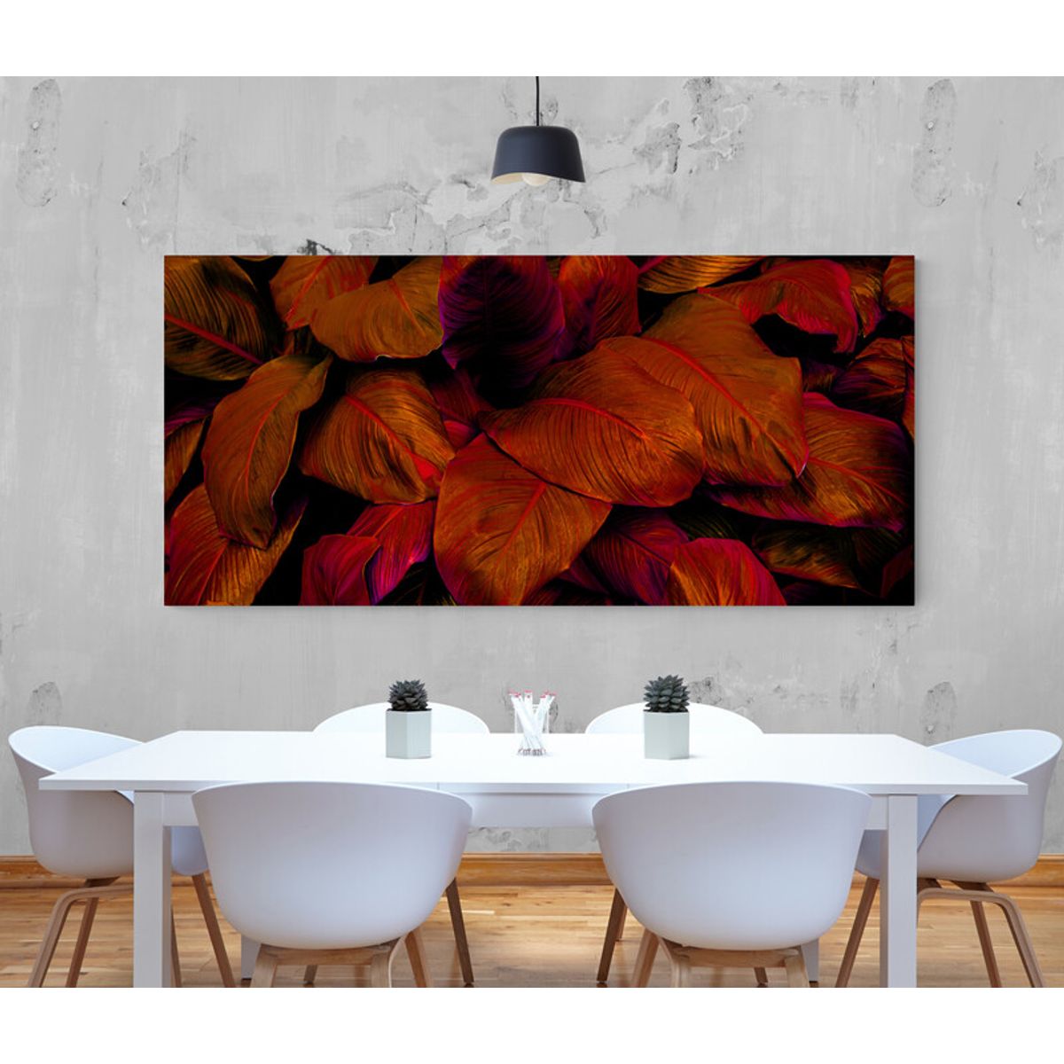 TAYRONA STORE - Cuadro En Lienzo Para La Sala Hojas 202 130x60cm