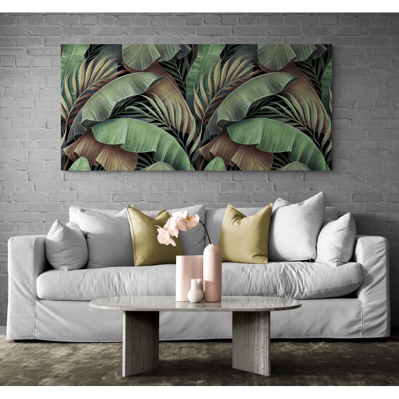 TAYRONA STORE - Cuadro En Lienzo Para La Sala Hojas Verdes 151 90x40cm