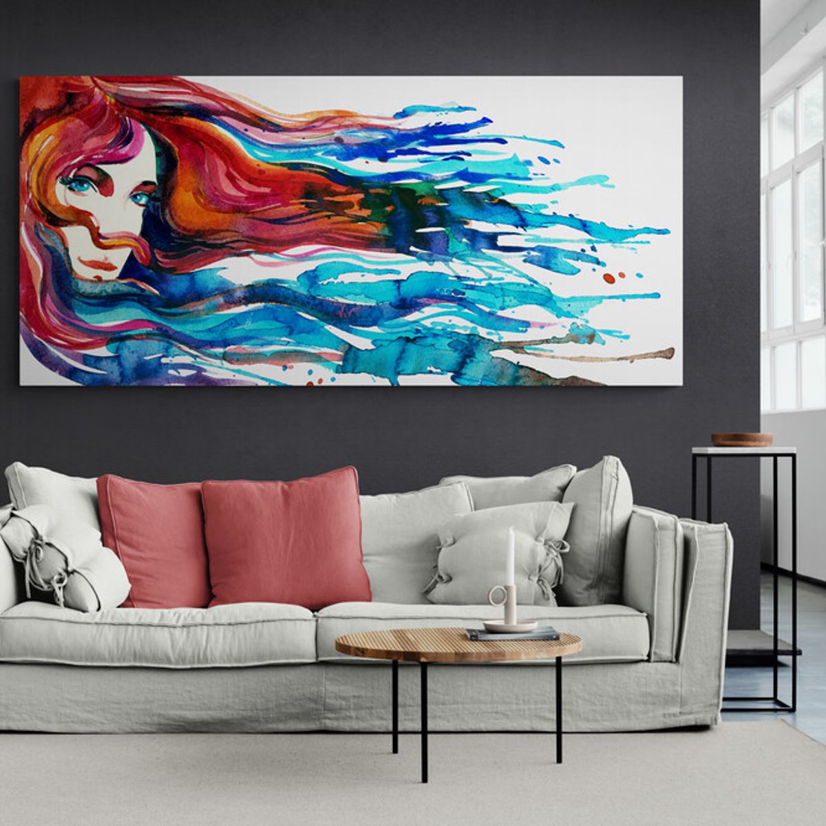 TAYRONA STORE - Cuadro En Lienzo Para La Sala Pintura Mujer 136 150x70cm