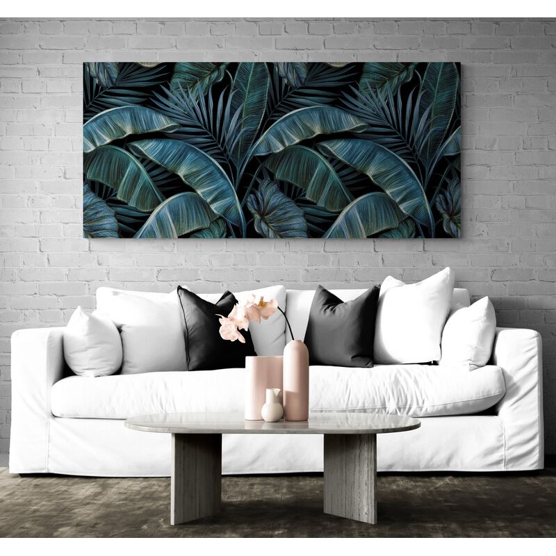 TAYRONA STORE - Cuadro En Lienzo Para La Sala Hojas Verdes 145 90x40cm