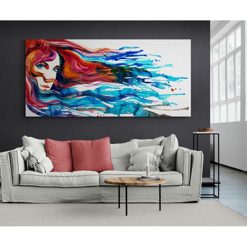 TAYRONA STORE - Cuadro En Lienzo Para La Sala Pintura Mujer 136 90x40cm