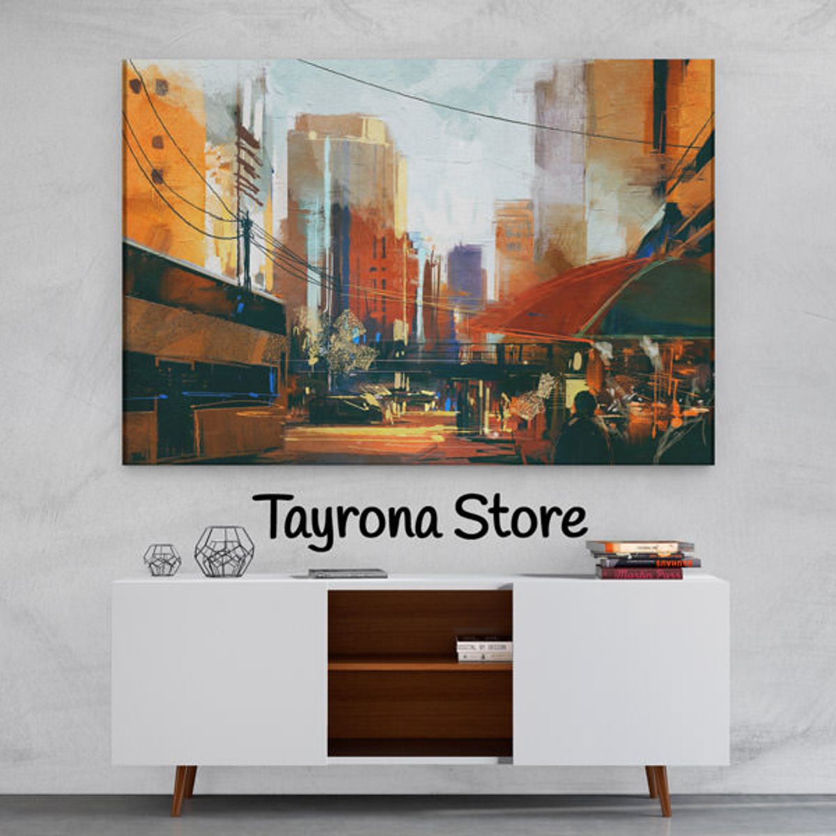 TAYRONA STORE - Cuadro En Lienzo Para La Sala Pintura Ciudad 24 100x70cm