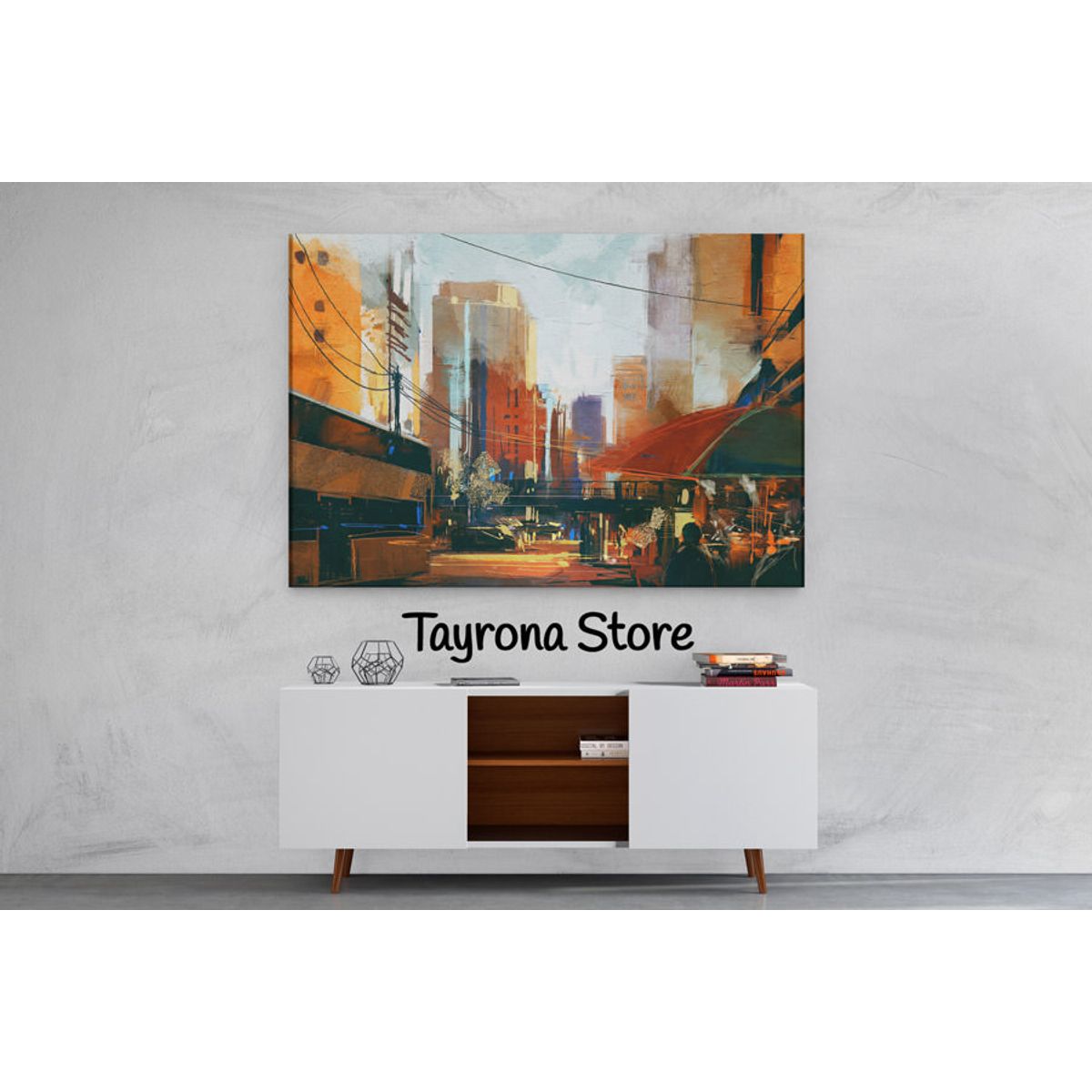 TAYRONA STORE - Cuadro En Lienzo Para La Sala Pintura Ciudad 24 100x70cm