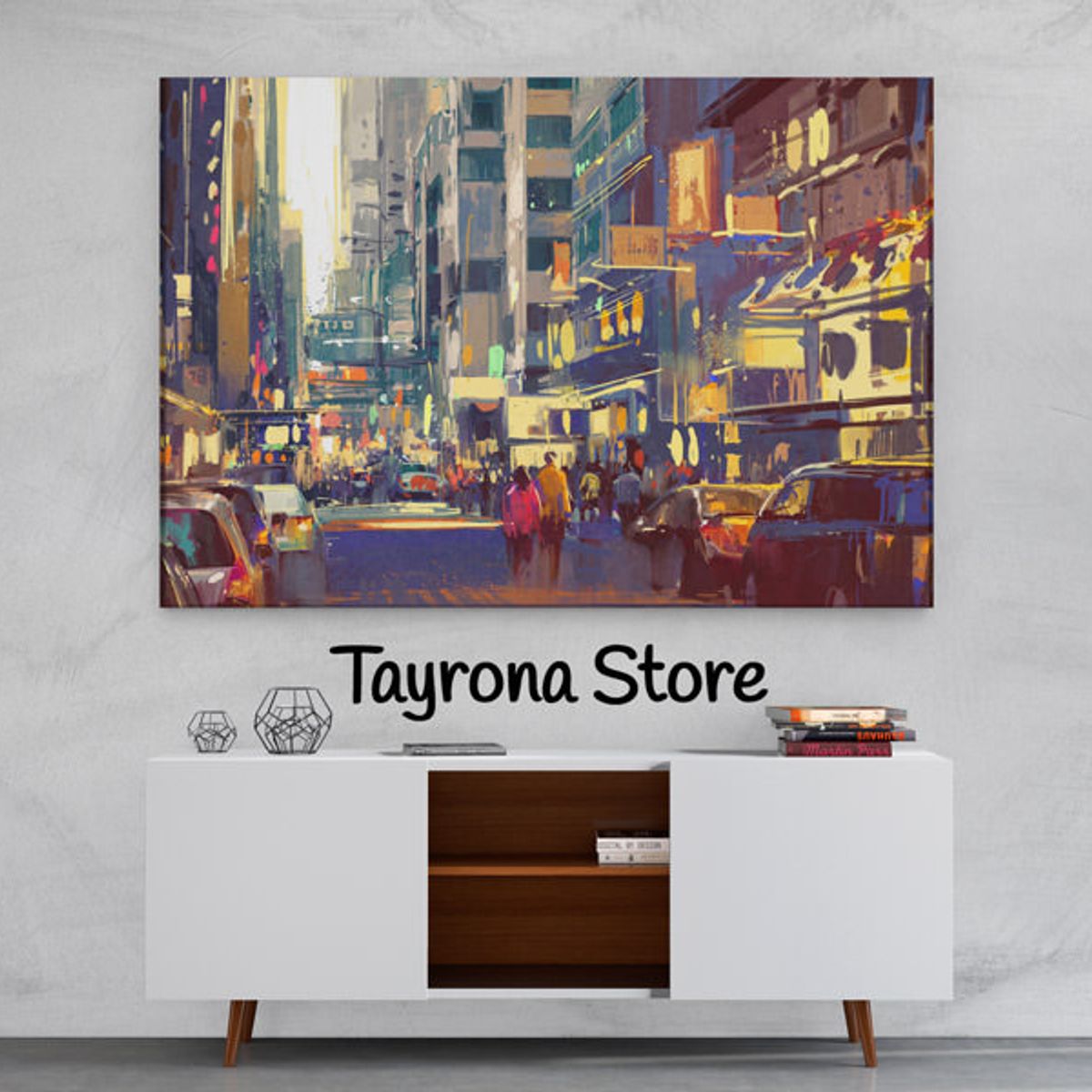 TAYRONA STORE - Cuadro En Lienzo Para La Sala Pintura Ciudad 26 70x50cm