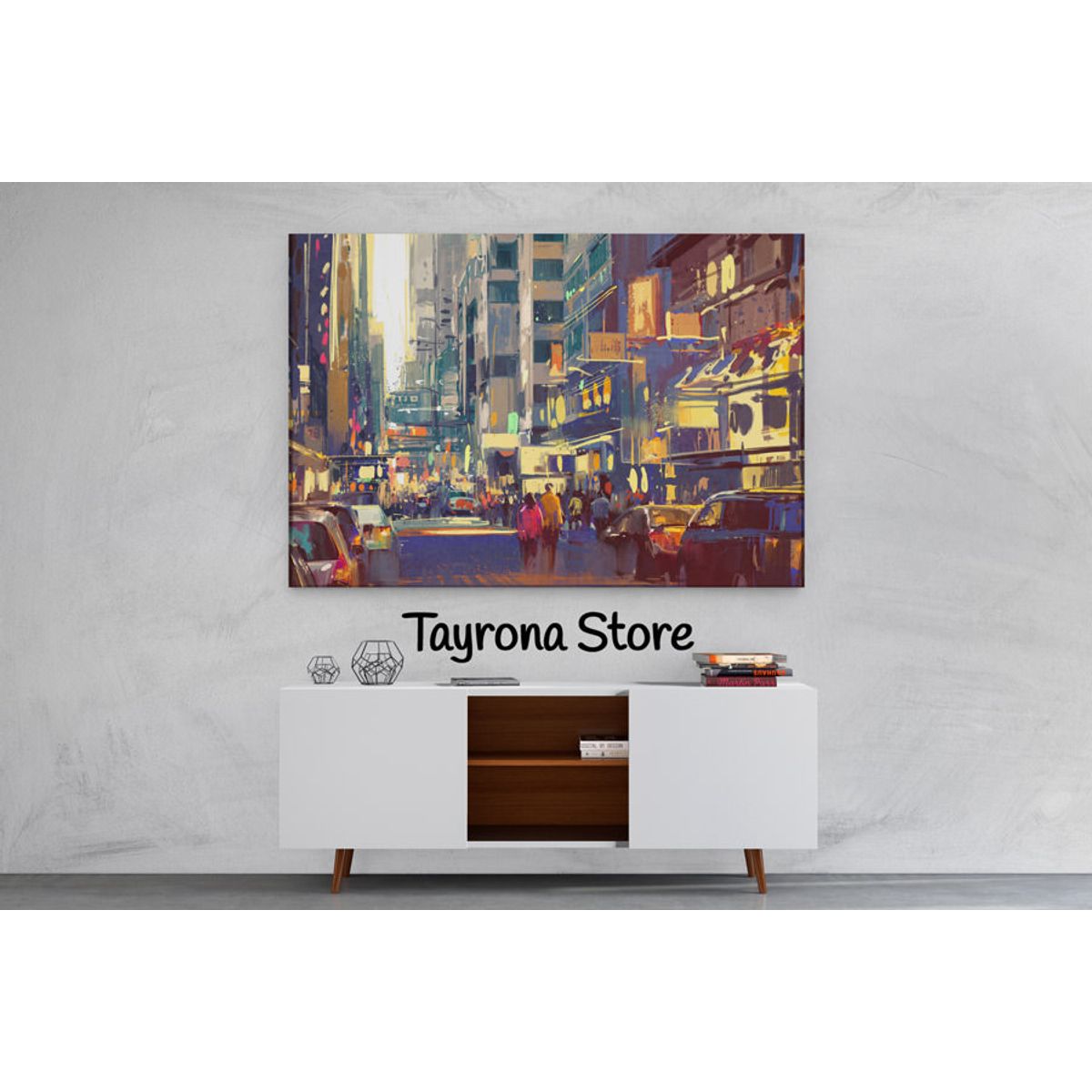 TAYRONA STORE - Cuadro En Lienzo Para La Sala Pintura Ciudad 26 70x50cm