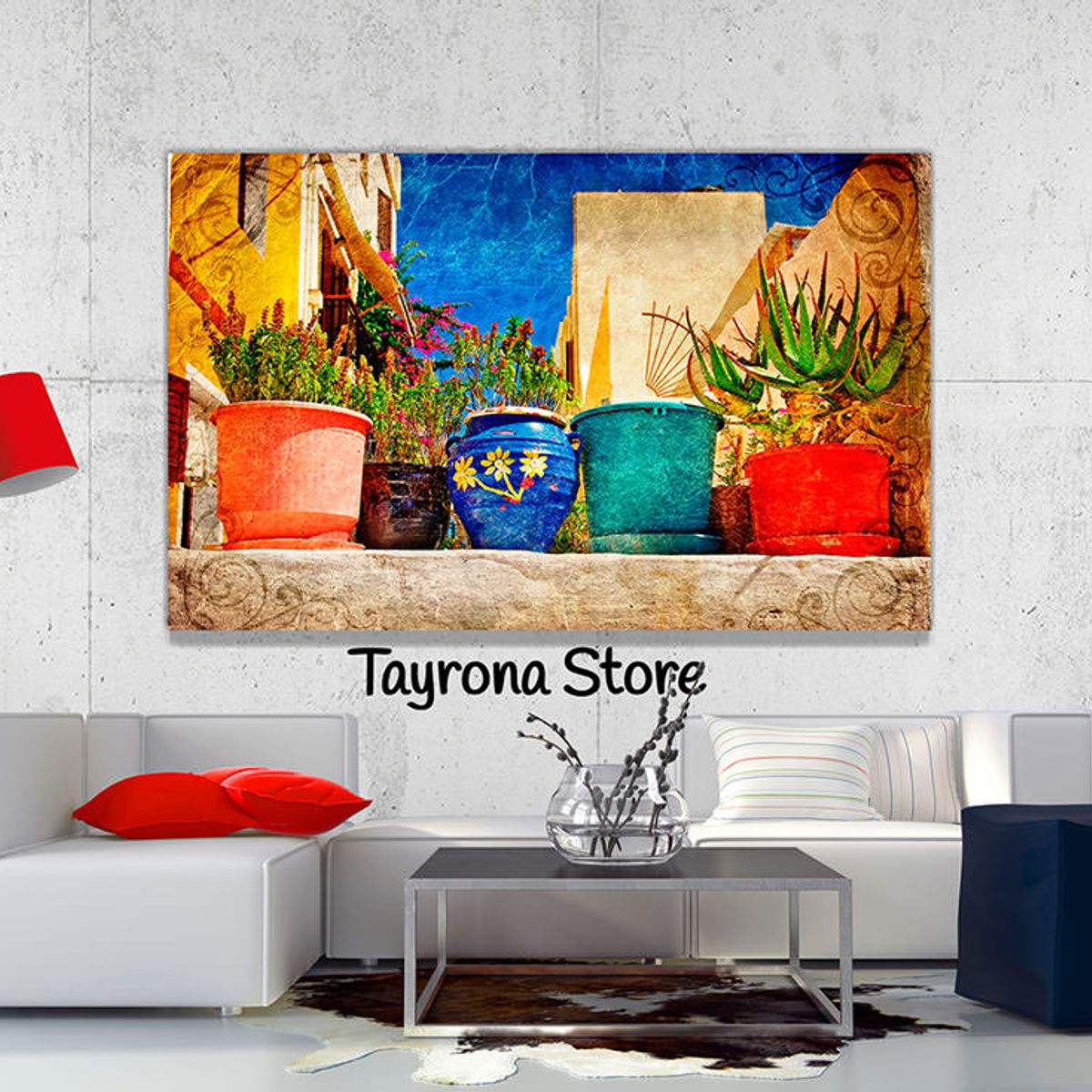TAYRONA STORE - Cuadro En Lienzo Para La Sala Italia Vintage 22 120x80cm