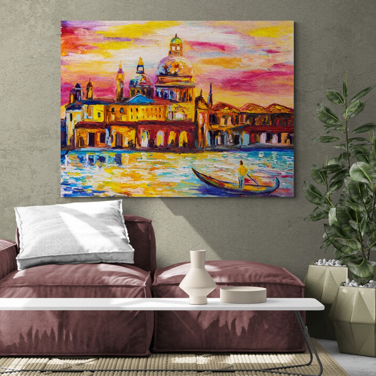 TAYRONA STORE - Cuadro Lienzo Para La Sala Pintura Ciudad Venecia 123 80x60cm