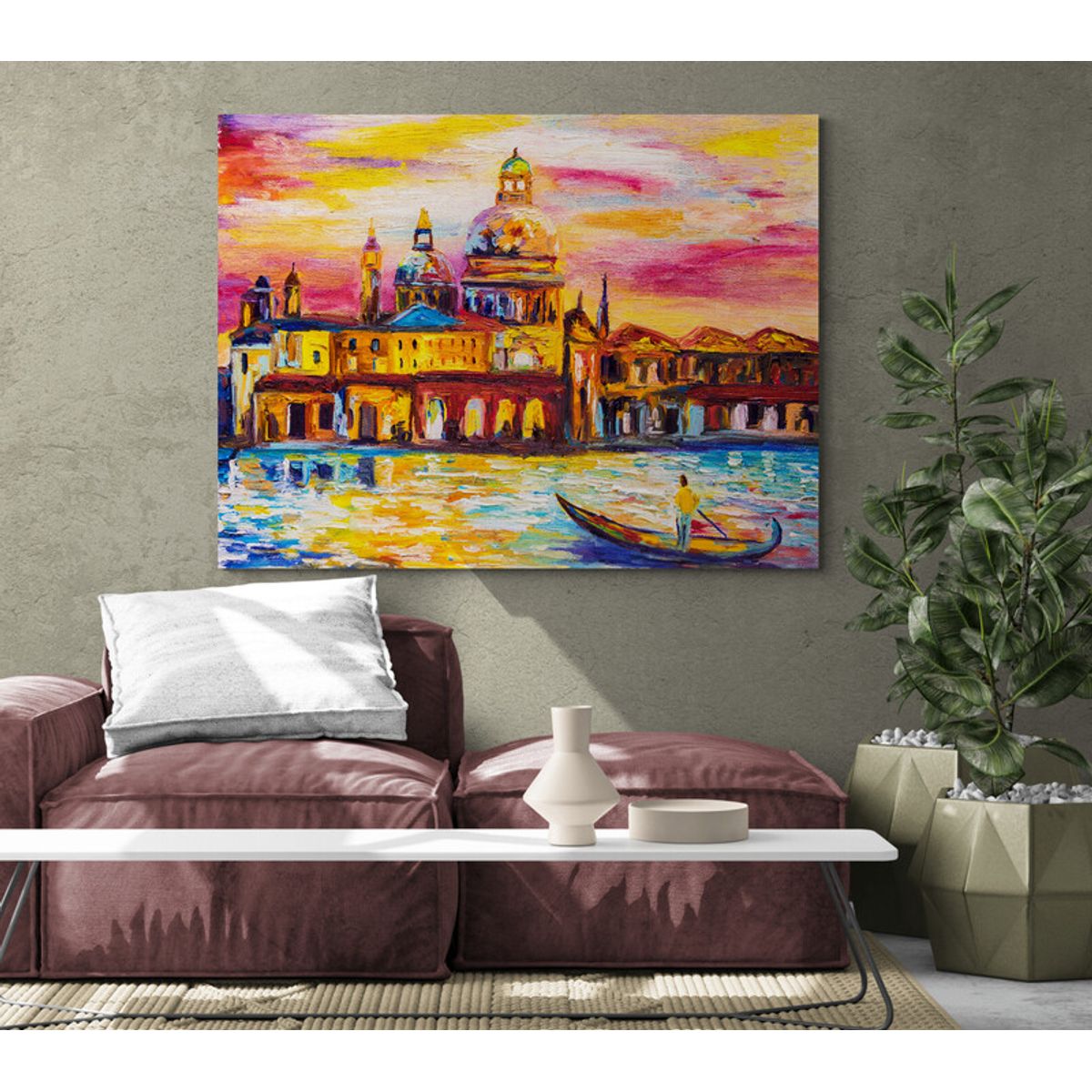 TAYRONA STORE - Cuadro Lienzo Para La Sala Pintura Ciudad Venecia 123 80x60cm