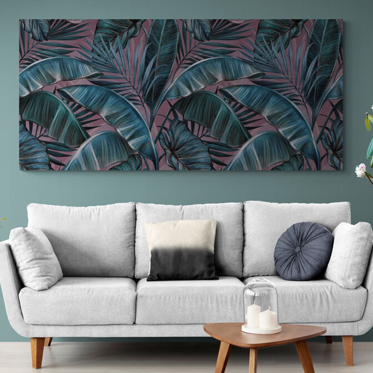 TAYRONA STORE - Cuadro En Lienzo Para La Sala Hojas 061 90x40cm.