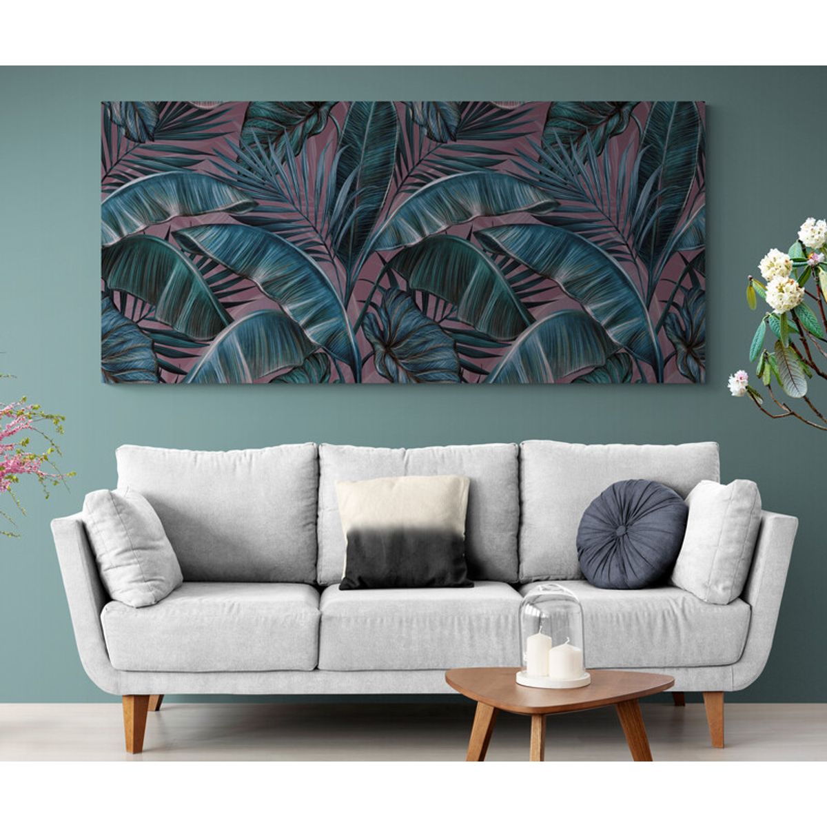 TAYRONA STORE - Cuadro En Lienzo Para La Sala Hojas 061 90x40cm.