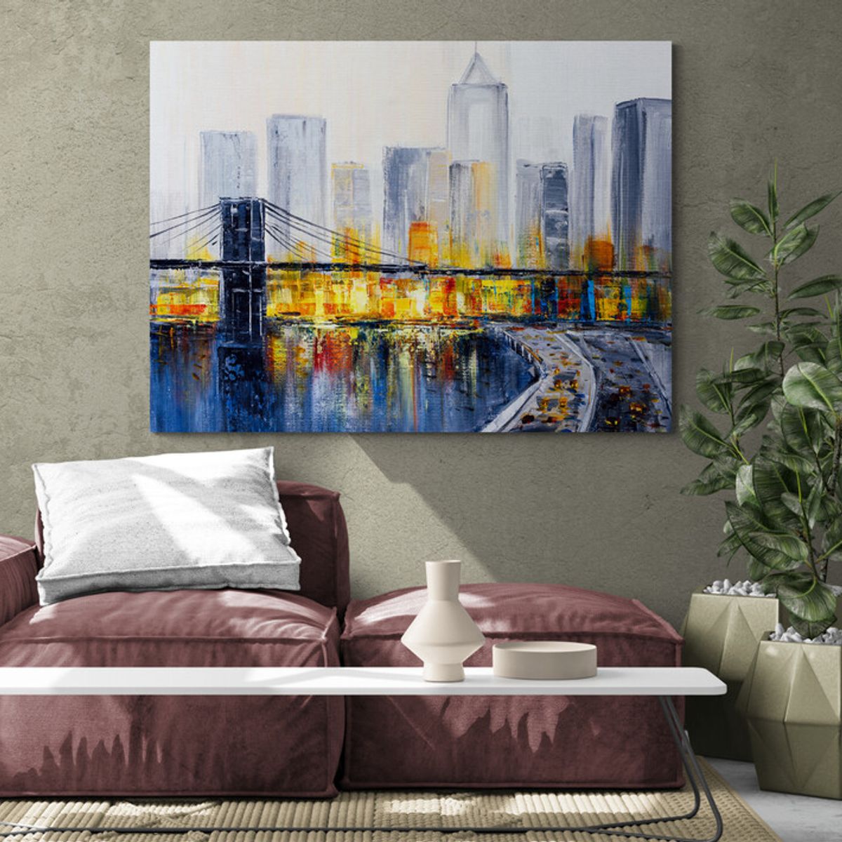 TAYRONA STORE - Cuadro En Lienzo Para La Sala Pintura Ciudad 112 80x60cm