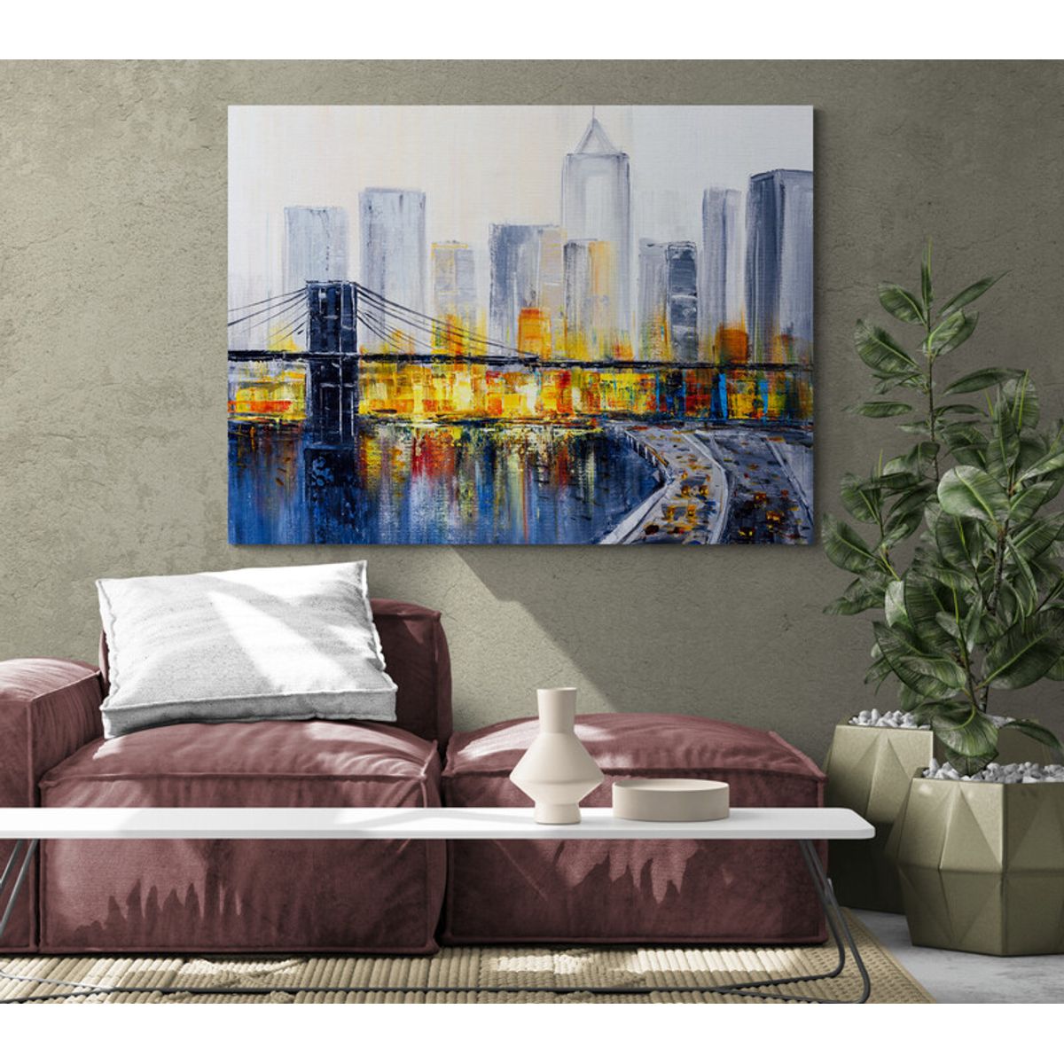 TAYRONA STORE - Cuadro En Lienzo Para La Sala Pintura Ciudad 112 80x60cm