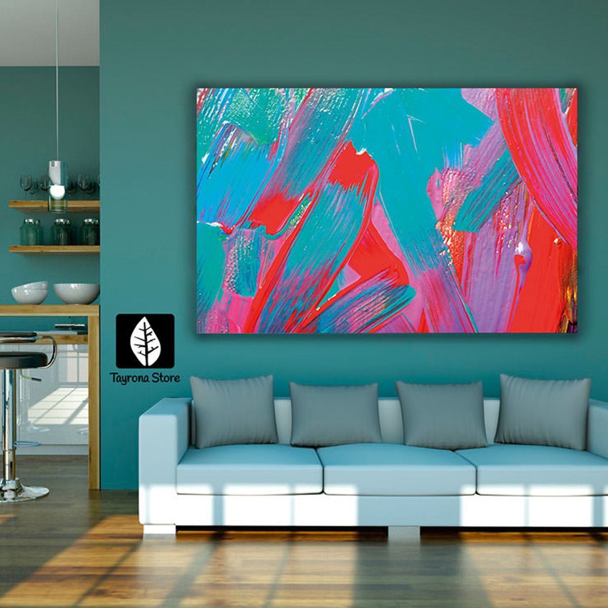 TAYRONA STORE - Cuadro En Lienzo Para La Sala Abstracto 47 150x100cm