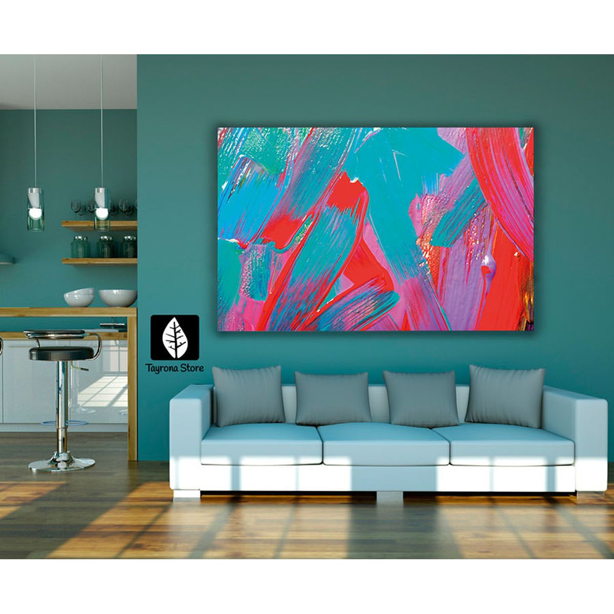 TAYRONA STORE - Cuadro En Lienzo Para La Sala Abstracto 47 150x100cm